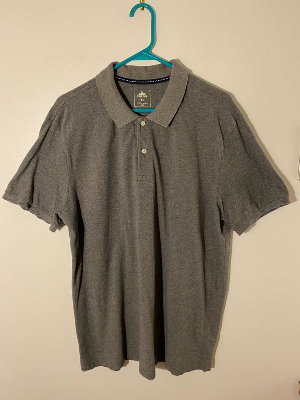 Gap Modern Pique Polo Shirt Men’s XL Gray Short Sleeve Cotton Casual Classic